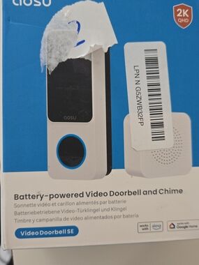Aqsu Video Doorbell SE – White Battery-Powered Doorbell with Chime